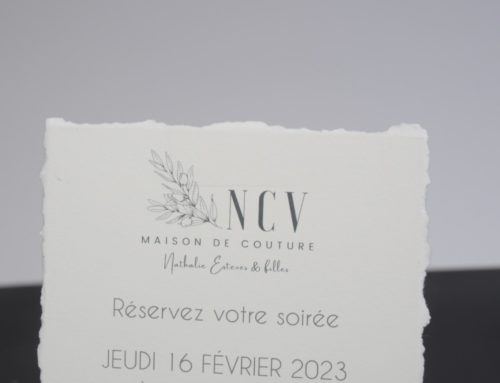 Invitation réception pour maison de couture – Découpe 4 bords frangés –  Pur coton cocaïne 350g