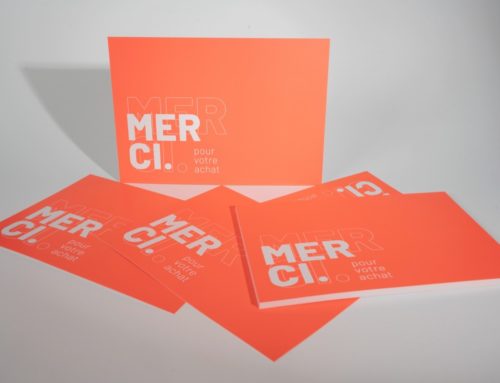 Flyer cartes de remerciements fluo – Impresssion Pantone rouge fluo 805c – couché mat 170g