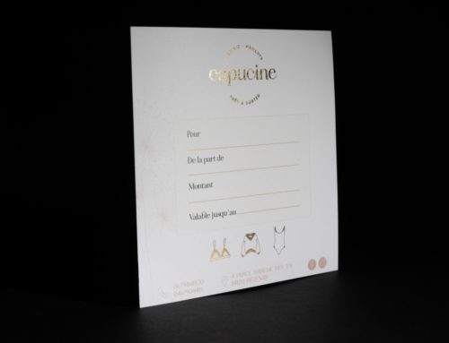 Carte bon cadeau boutique prêt à porter créatrice – Dorure numérique Or – Olin regular soft white 300gr