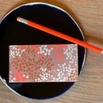 Mini bloc notes 6x11cm motif Gypsophile et Pantone fluo 805 avec couverture envleloppante