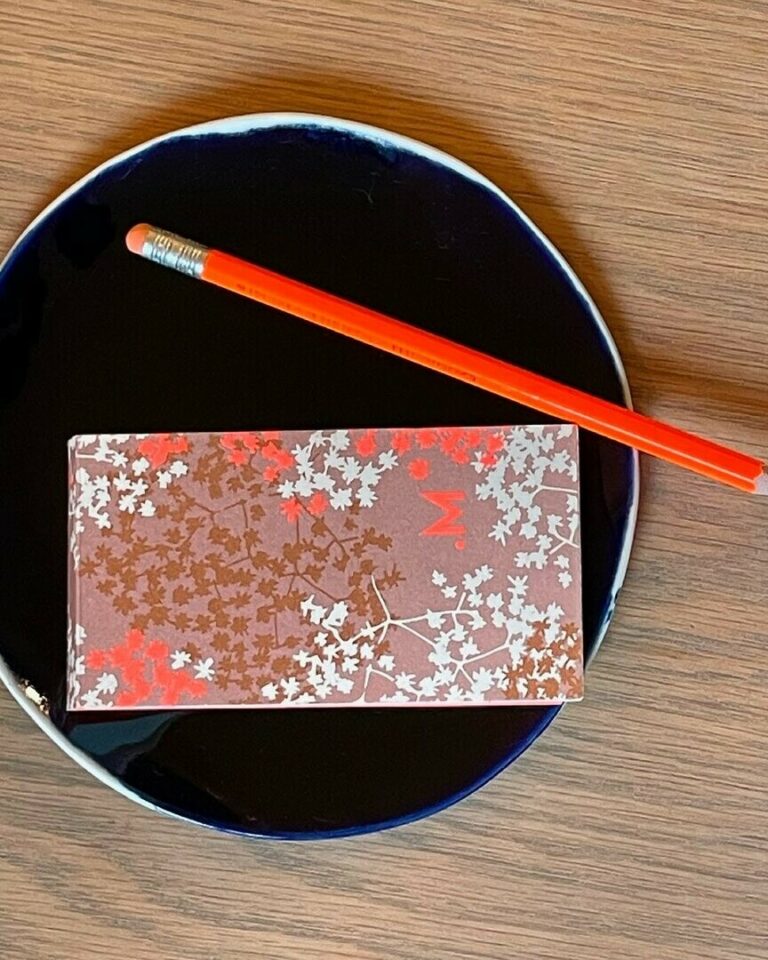 Mini bloc notes 6x11cm motif Gypsophile et Pantone fluo 805 avec couverture envleloppante