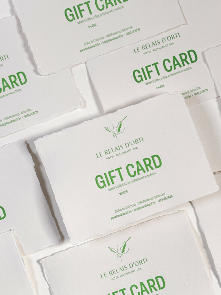 Bon cadeau raffiné pour hotel restaurant SPA en Letterpress