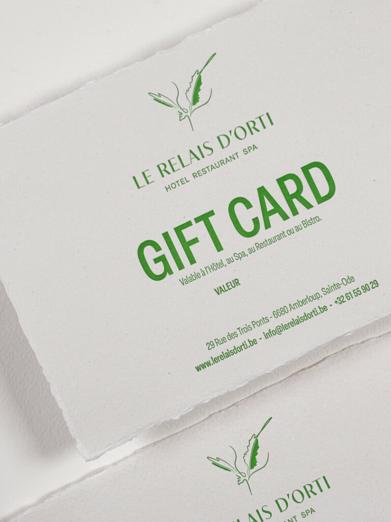 Bon cadeau raffiné pour hotel restaurant SPA en Letterpress