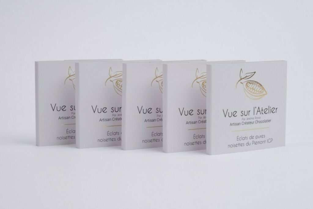 Fourreaux Sleeve pour tablettes de chocolat artisanales – Dorure numérique or et impression noir