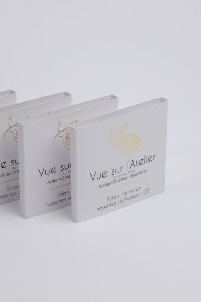 Fourreaux Sleeve pour tablettes de chocolat artisanales – Dorure numérique or et impression noir