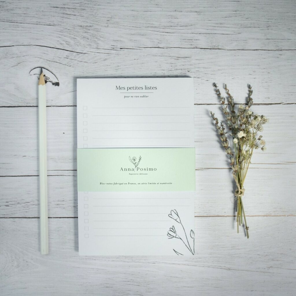 Bloc Notes Illustratrice Nature sur papier 100% recyclé avec bandeau – Colorplan Powder Green 270gr/m2