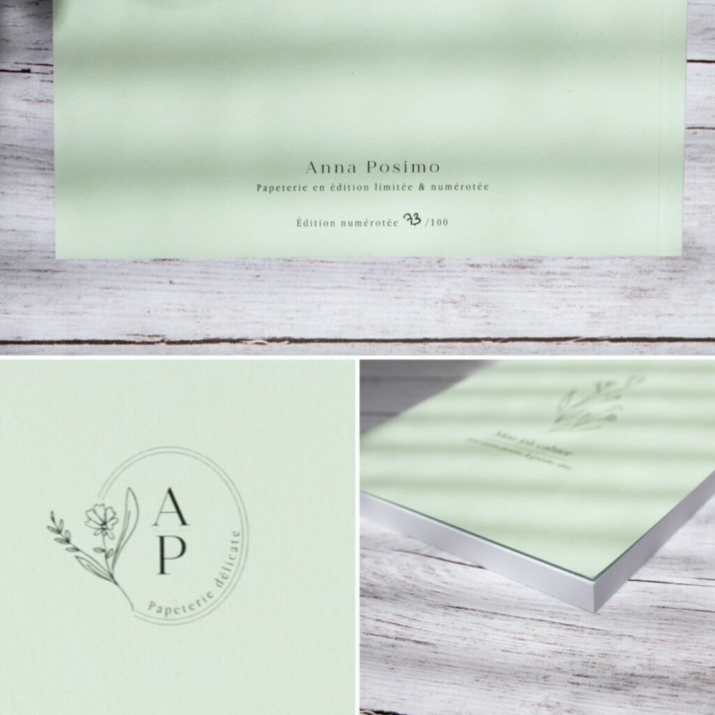 Carnet de notes Illustratrice nature avec reliure dos carré collé – Couverture Colorplan Powder Green 270gr/m2 et pages en papier recyclé Nautilus superwhite
