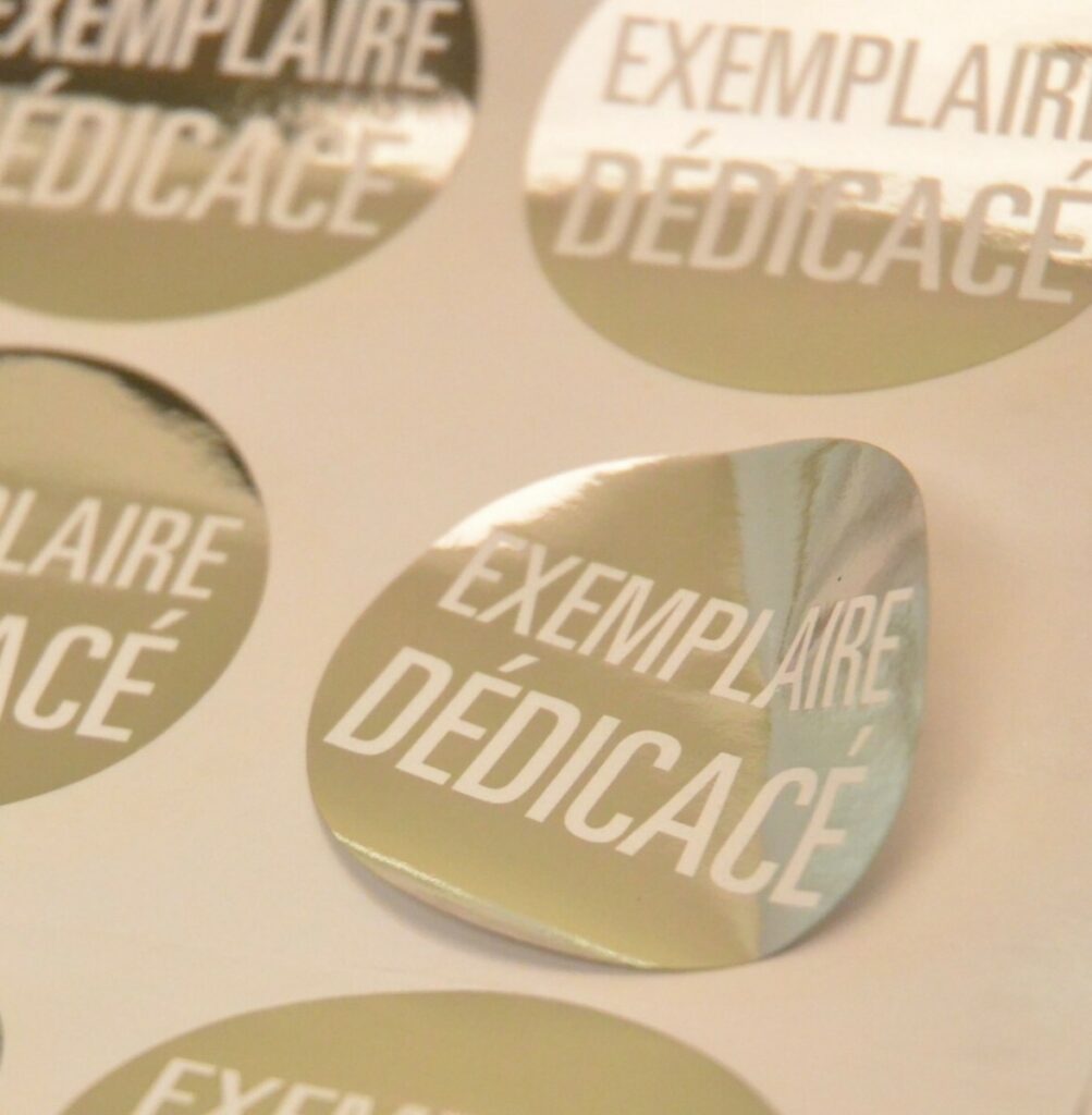 Planche de Stickers Exemplaire Dédicacé – Dorure numérique OR et Argent – Découpe laser mi-chair