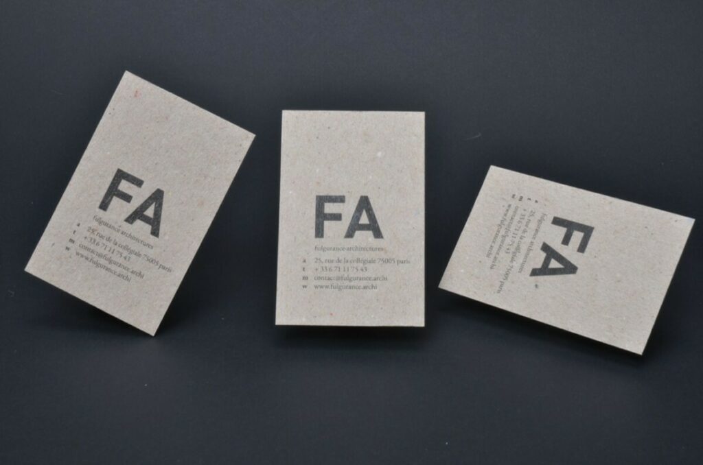 Cartes de visite Architecte sur carton gris 500gr/m2 recyclé – Impression noir