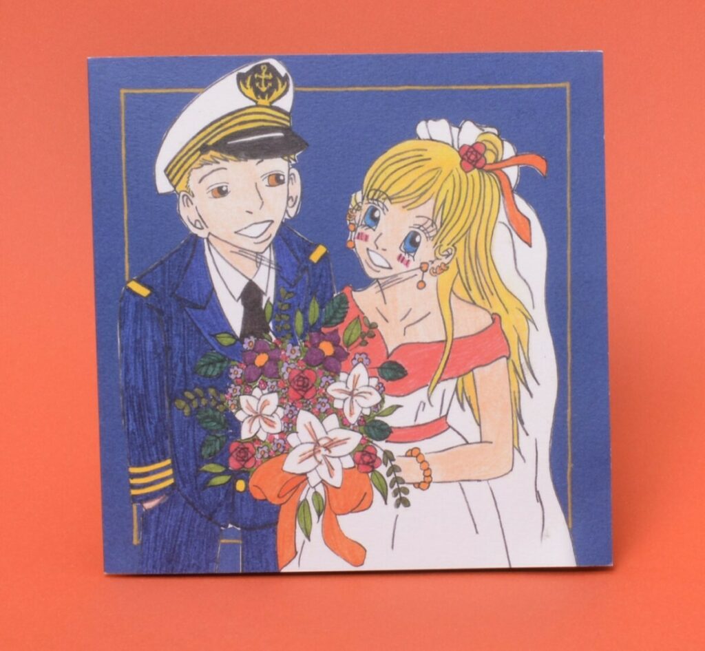 Faire-part de mariage dessin manga Marié et Marin – Olin regular Extra Blanc 300gr/m2