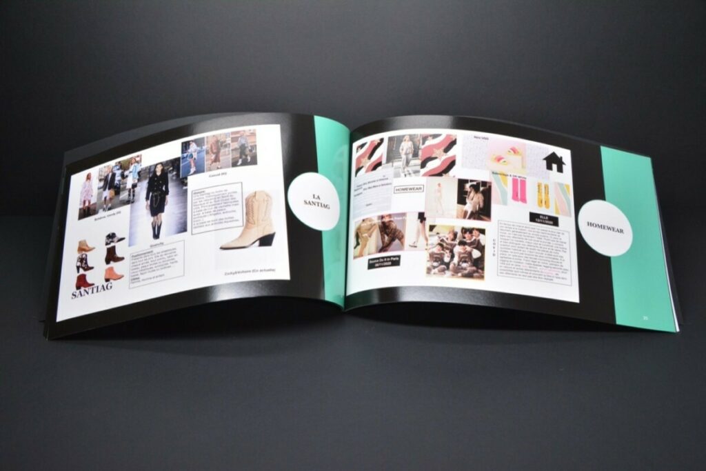 Book de présentation Fashion en dorure numérique Or sur Sirio Black 290gr/m2 – Reliure dos carré collé