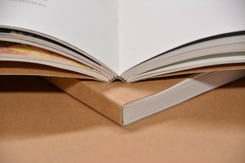 Book écoconçu pour artiste en dos carré cousu avec couverture kraft Naturel 350gr/m2 – intérieur Nautilus 100% recyclé 100gr/m2