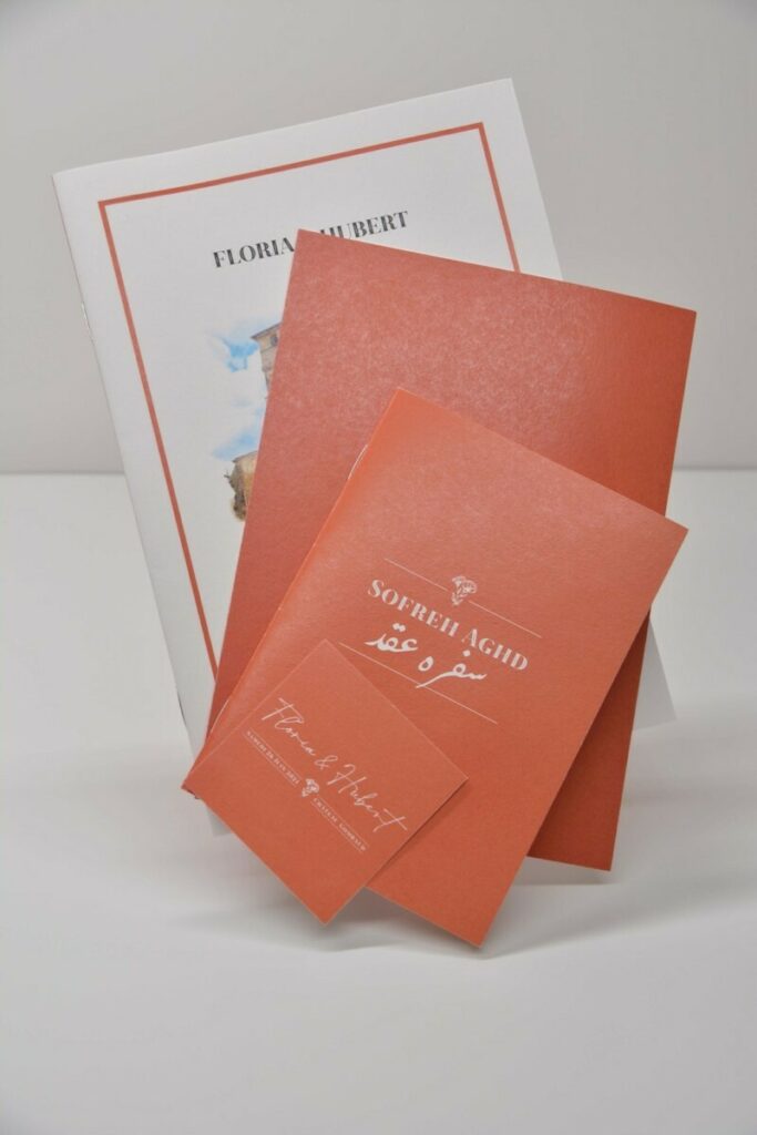 Livret de messe, menu et marque place – Mariage Marrakech Terracotta – Old Mill premium white