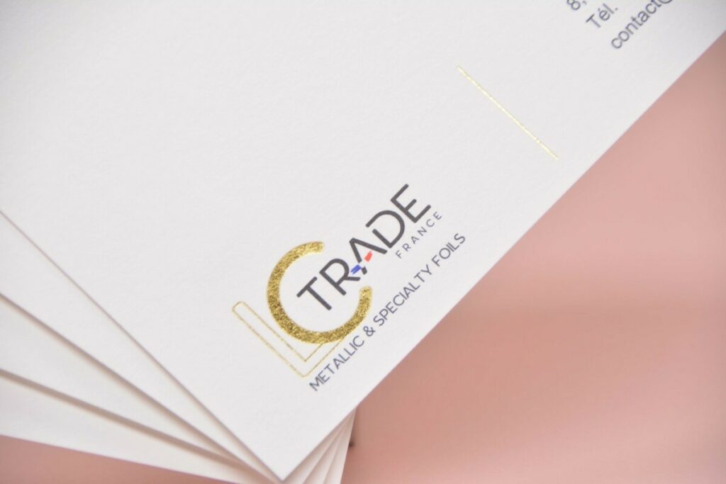Cartes de correspondance luxe avec logo en dorure – Marquage à chaud OR – Old Mill Premium White 300gr/m2