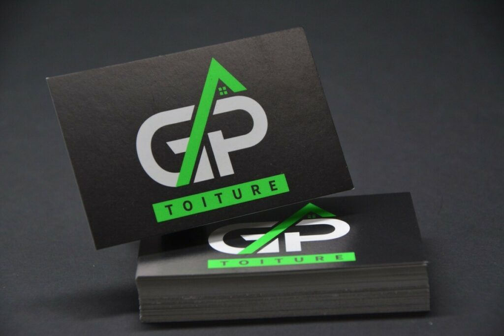 Cartes de visite Pantone vert fluo PMS 802 et Noir – Couché mat 350gr/m2