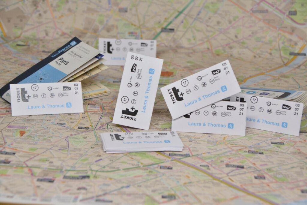 Marque place pour mariage ticket de métro parisien – Bristol 250gr/m2