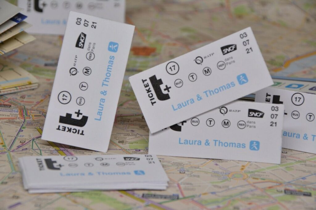 Marque place pour mariage ticket de métro parisien – Bristol 250gr/m2