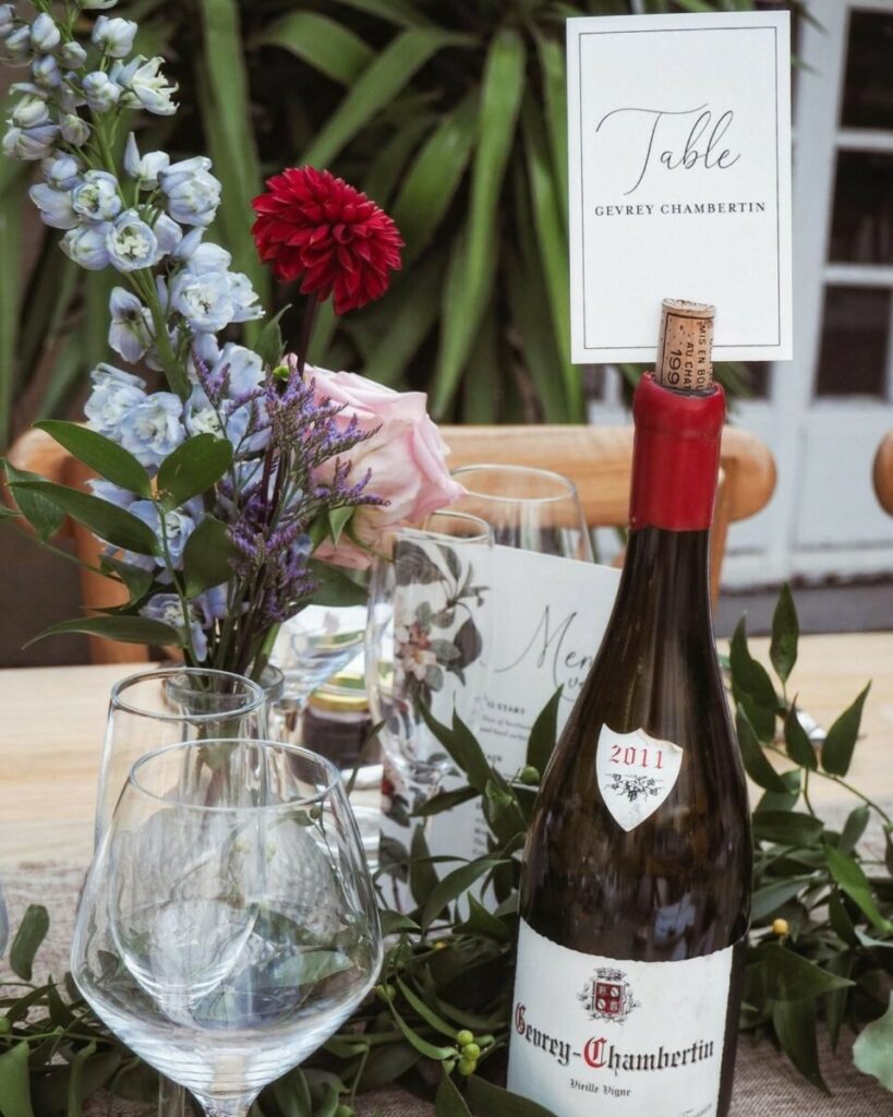 Nom de table Mariage thème Grand vins placés sur bouteille correspondante – Création pack 350gr/m2