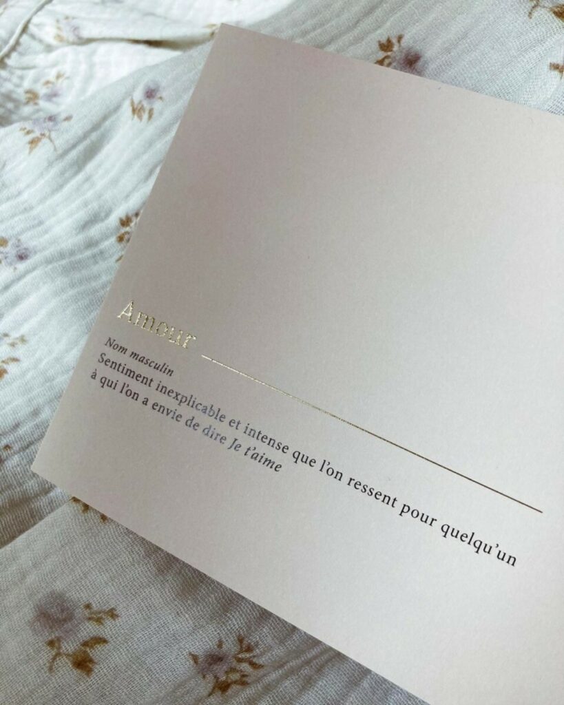 Carte cadeau Amour en dorure numérique OR sur Keaykolour Biscuit 300gr/m2