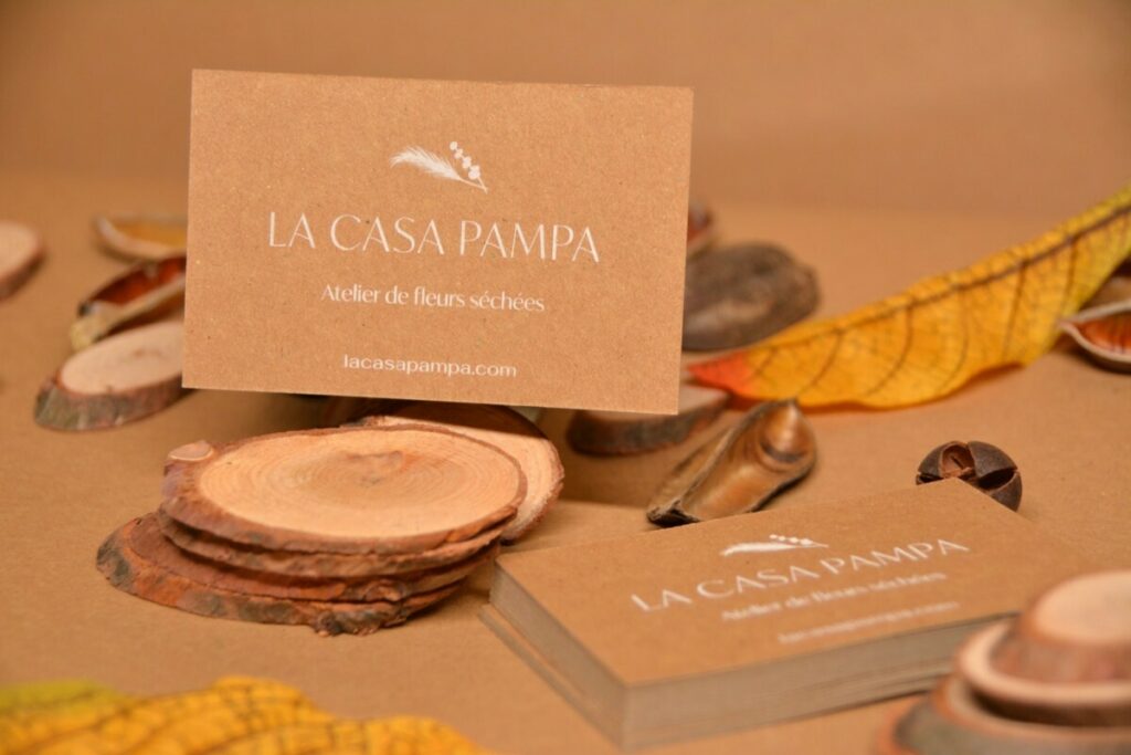 Cartes de visite créateur – Impression numérique blanche – Papier kraft naturel 350gr/m2
