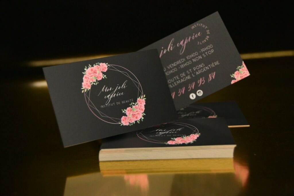 Carte de visite fleurie institut de beauté – pelliculage mat – couché mat 350gr/m2