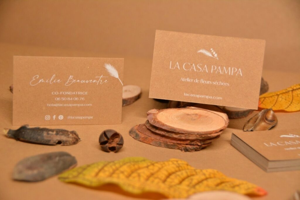 Cartes de visite créateur – Impression numérique blanche – Papier kraft naturel 350gr/m2