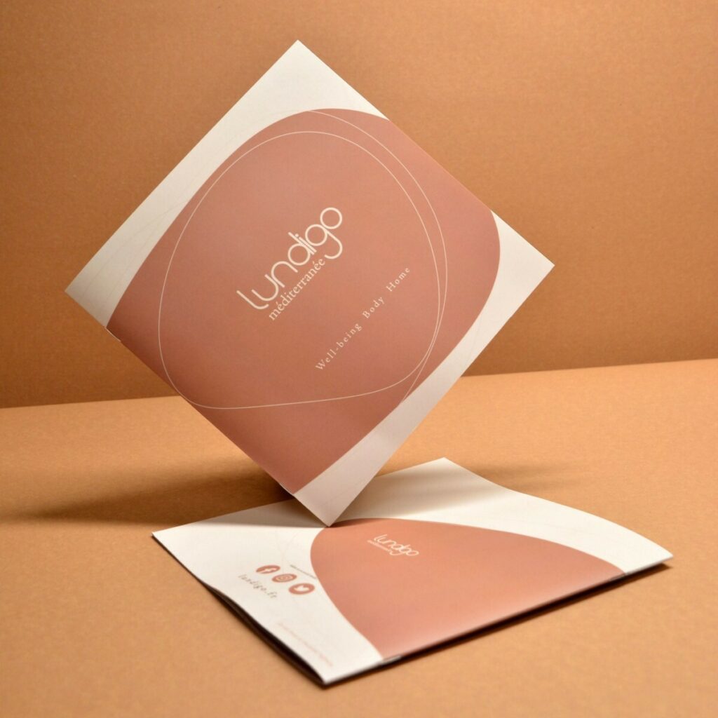 Brochure 24 pages bien-être carrée – Pelliculage mat – reliure 2 agrafes métal