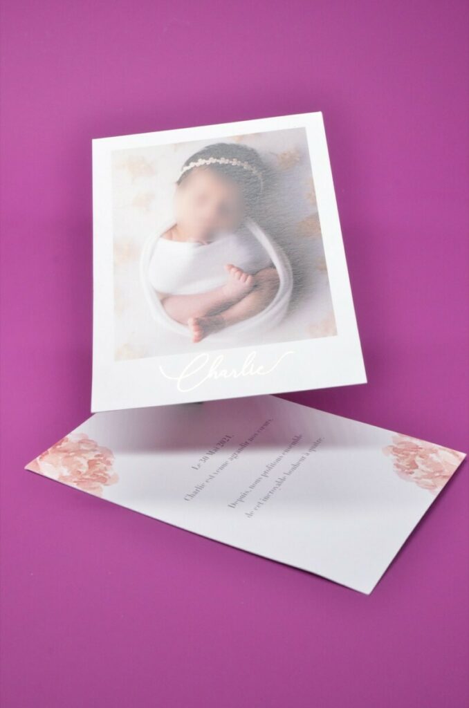 Faire-Part de Naissance photo et dorure OR Numérique – Creation Pack 350gr/m2