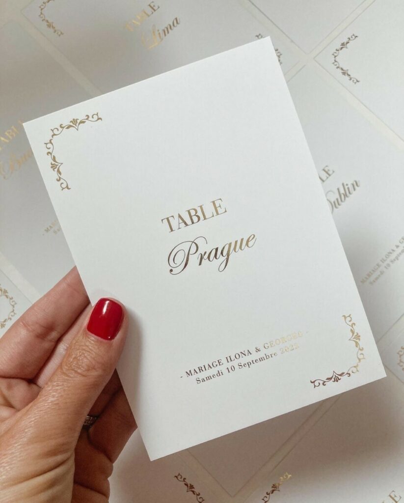 Plan de table mariage Capitales Européennes – Dorure numérique Or – Création Pack 350gr