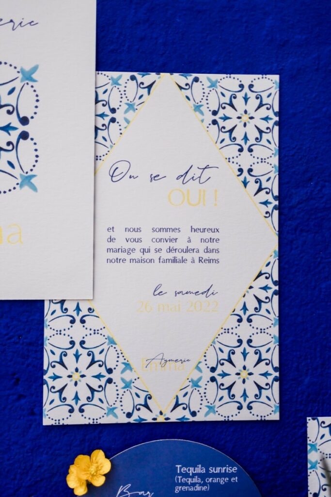Papeterie de Mariage Thème Azulejos – Olin Regular 300gr/m2