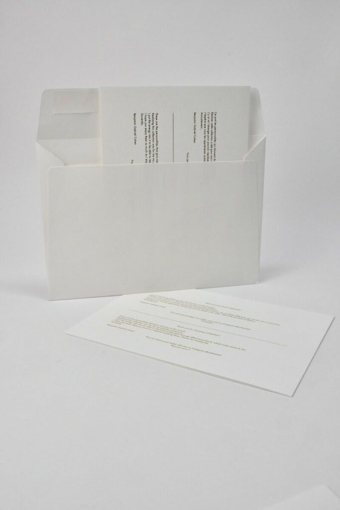 Carte de remerciements joaillerie avec enveloppe assortie – Marquage à chaud  or brillant – Old Mill Premium White