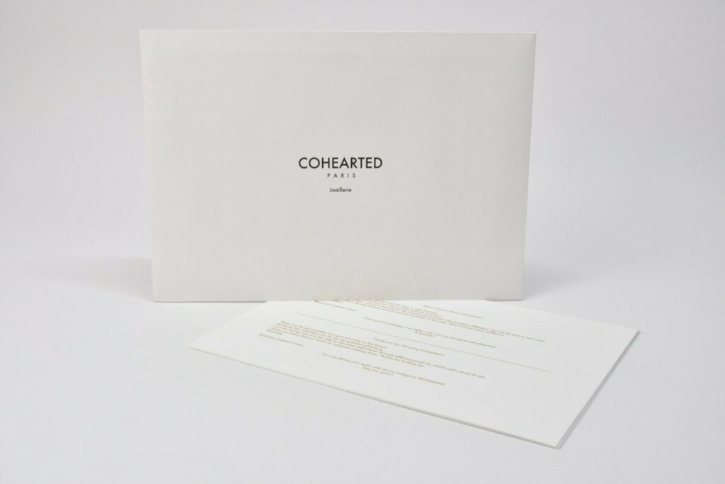 Carte de remerciements joaillerie avec enveloppe assortie – Marquage à chaud  or brillant – Old Mill Premium White
