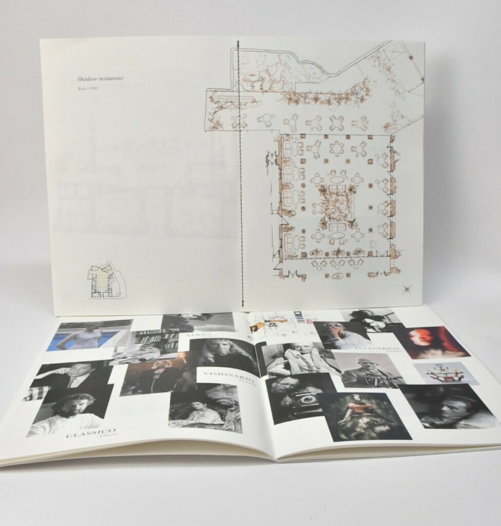 Book architecte A4 en reliure couture singer fil noir au pli – Old mill premium white