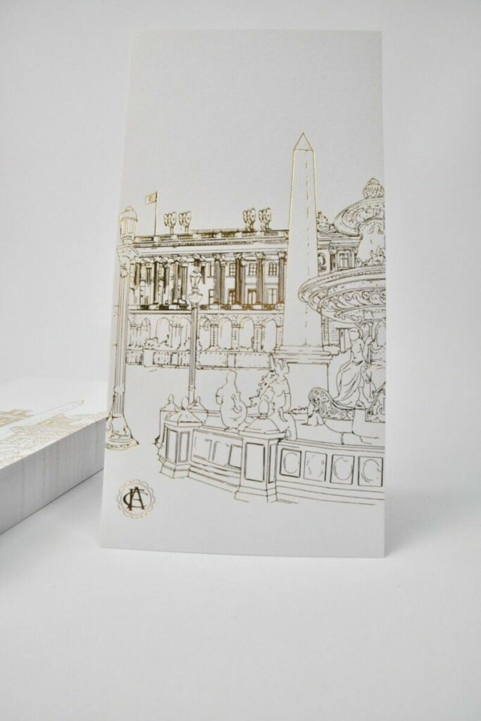 Cartes de Voeux Automobile Club – Marquage à chaud Or – Old mill premium white 300g