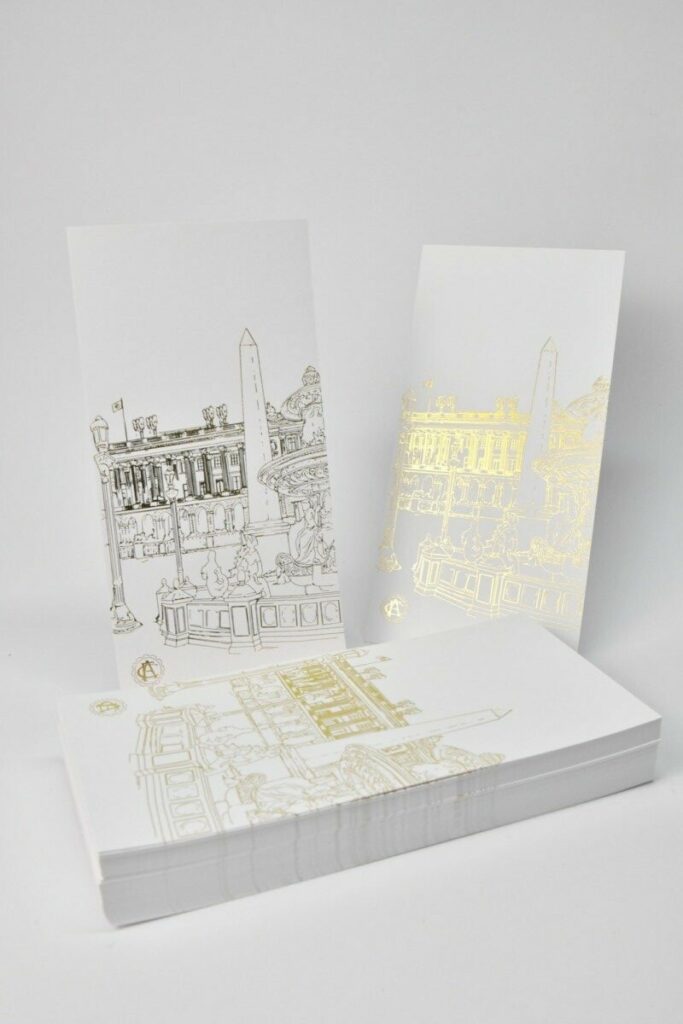 Cartes de Voeux Automobile Club – Marquage à chaud Or – Old mill premium white 300g