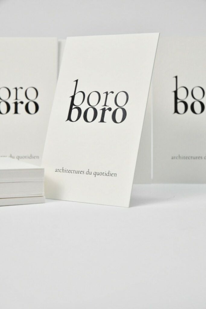Cartes de visite Architecte – Marquage à chaud Noir brillant en débossage – Old Mill Bianco 350g