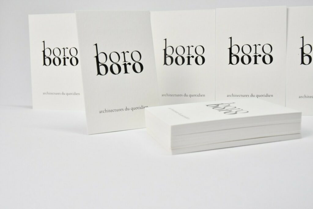 Cartes de visite Architecte – Marquage à chaud Noir brillant en débossage – Old Mill Bianco 350g