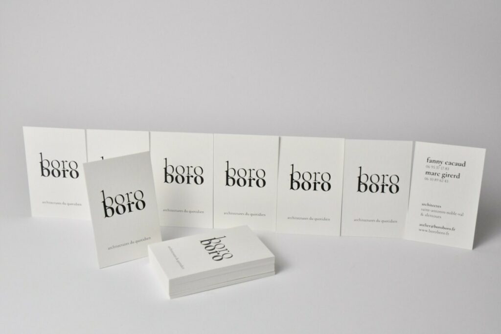 Cartes de visite Architecte – Marquage à chaud Noir brillant en débossage – Old Mill Bianco 350g