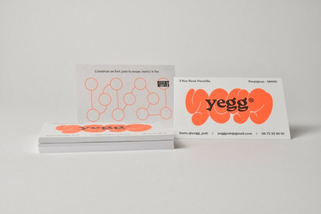 Cartes de visite restaurant coffee pub – Impression Pantone rouge fluo 805U – Dolce vita 320g