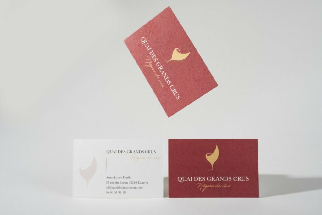 Carte de visite négociant en vin – Impression couleur sur papier texturé Old Mill premium white 300gr