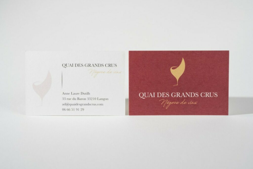 Carte de visite négociant en vin – Impression couleur sur papier texturé Old Mill premium white 300gr