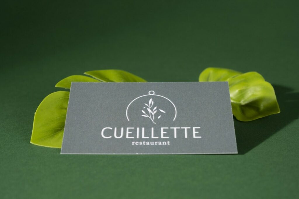 Cartes de visite restaurant sur papier texturé – Old mill premium white 350g