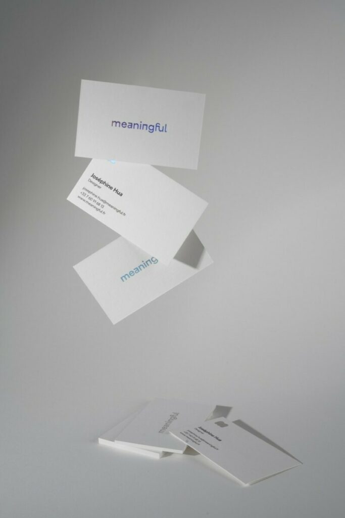 Cartes de visite pour agence immobilière – Dorure à chaud holographique – Materica Gesso 360gr