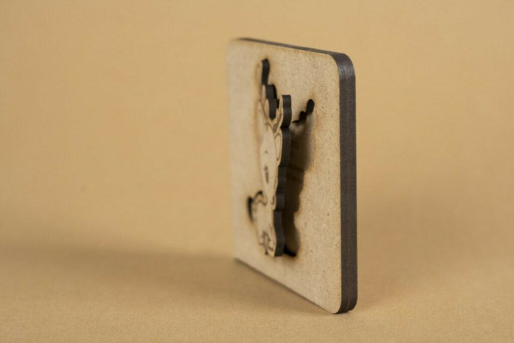 Faire-part de naissance garçon en découpe et gravure laser sur bois avec silhouette de cerf – MDF 3mm