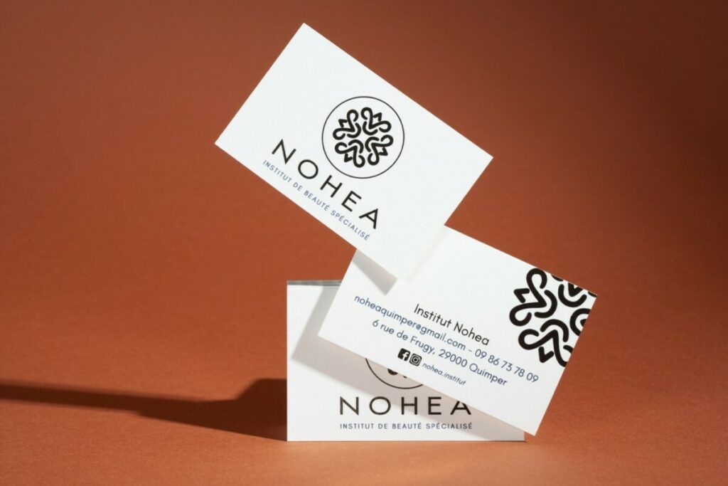 Cartes de visite pour Institut de beauté – Dorure à chaud Rose Gold Numérique – Olin Regular Bright White 400g