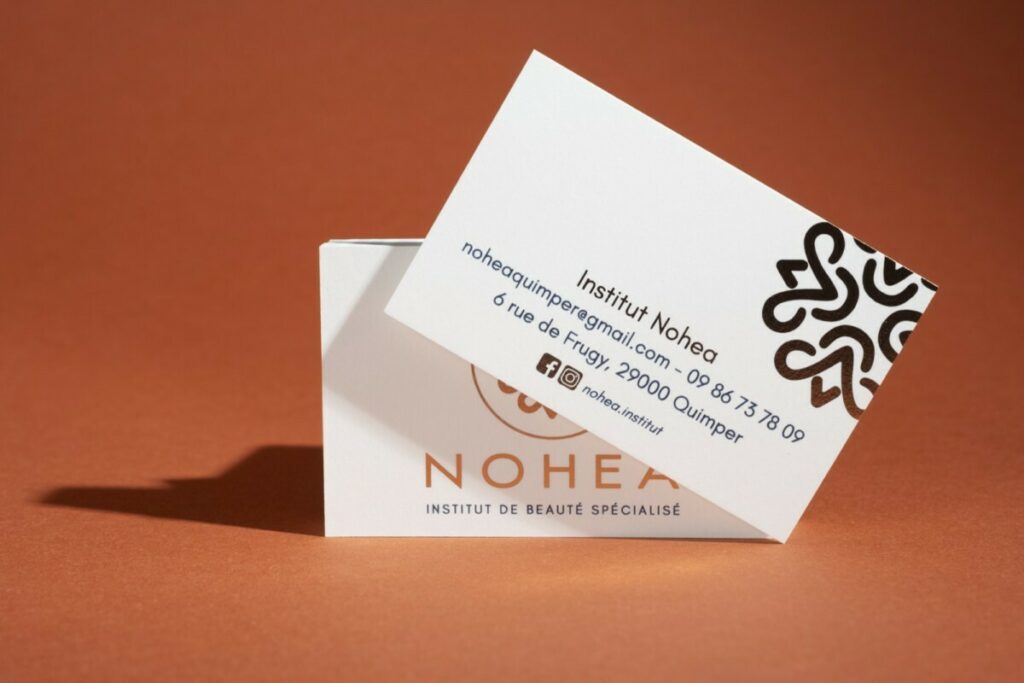 Cartes de visite pour Institut de beauté – Dorure à chaud Rose Gold Numérique – Olin Regular Bright White 400g