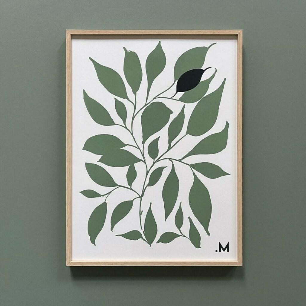 Affiches déco thème feuillage avec cadre bois – Munken Pure 150g