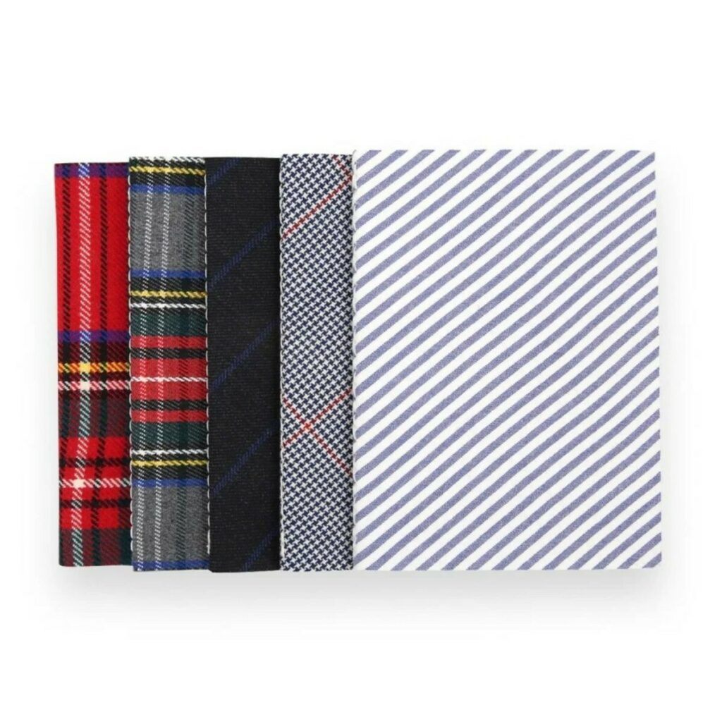 Carnets de notes en reliure couture Singer à cheval fil blanc avec couverture en tissu véritable motif tartan