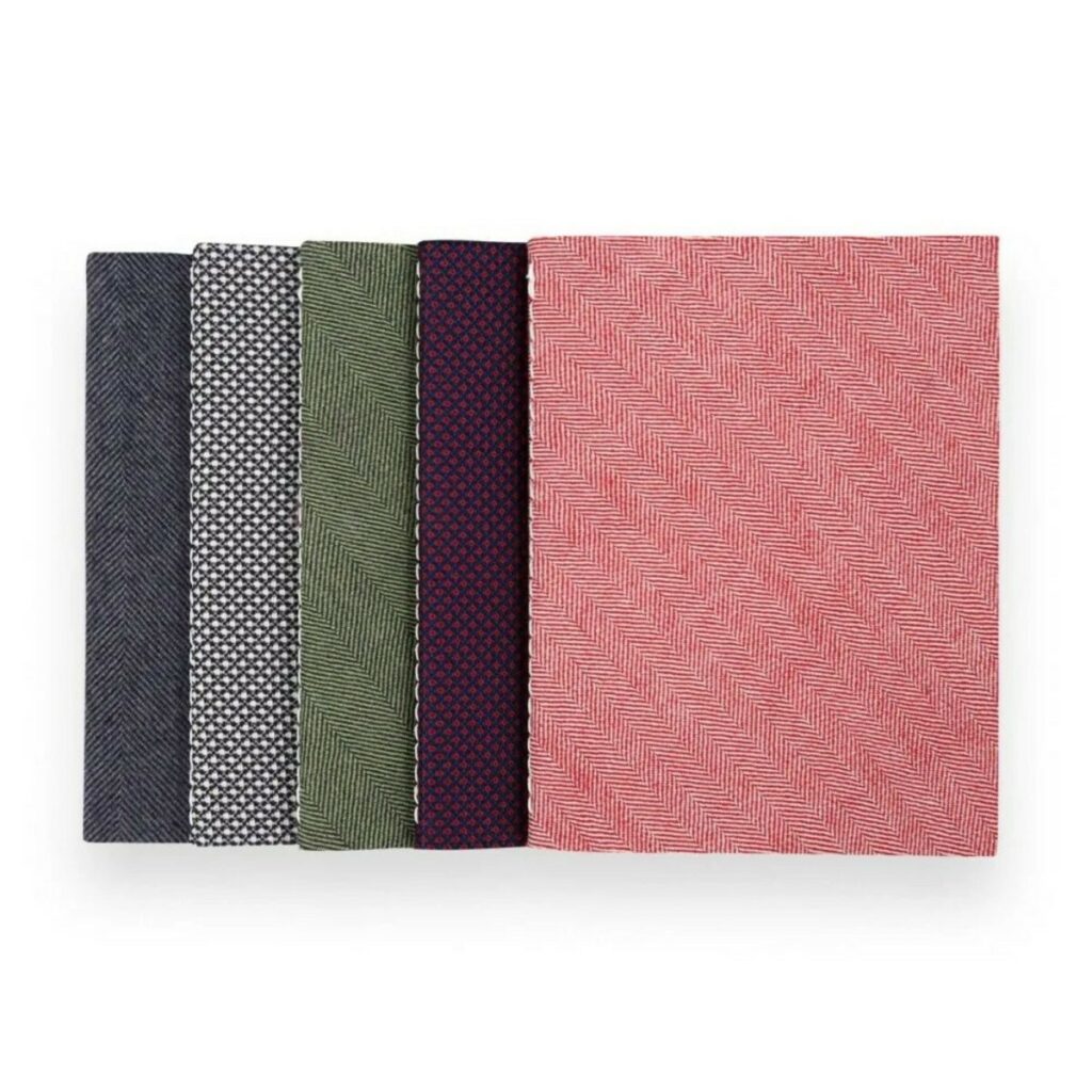 Carnets de notes en reliure couture Singer à cheval fil blanc avec couverture en tissu véritable motif tartan