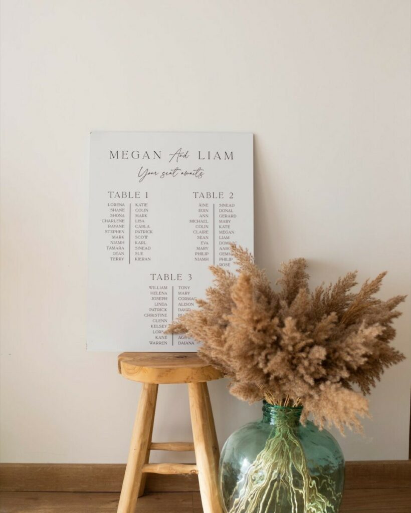 Panneau de Bienvenue et plan de table mariage sur panneau de PVC 3mm
